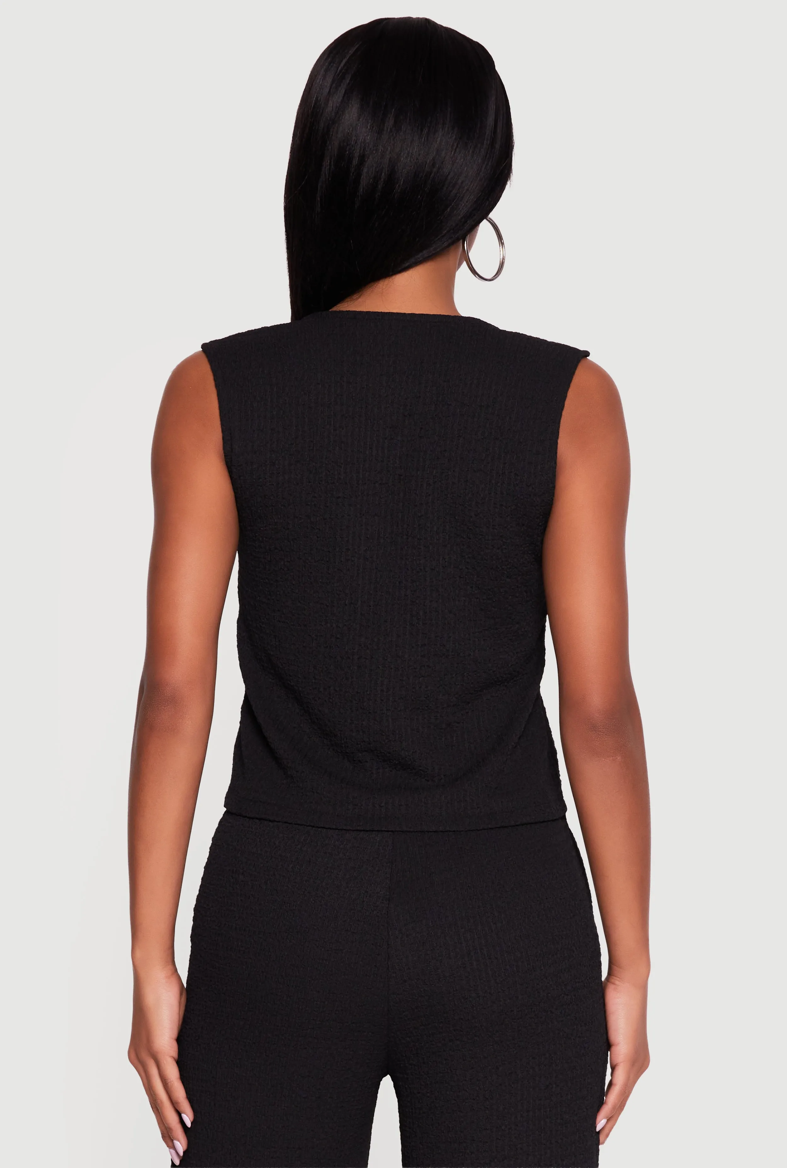 Textured Knit Button Front Blazer Vest sold by Rainbow product image thumbnail 5