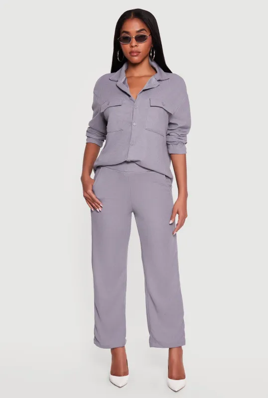 Textured Knit Wide Leg Pants made by Rainbow