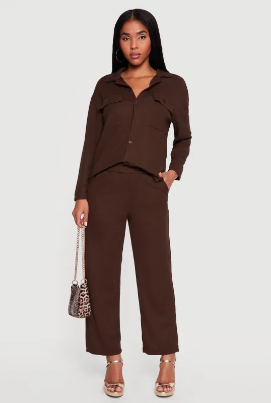 Textured Knit Wide Leg Pants made by Rainbow