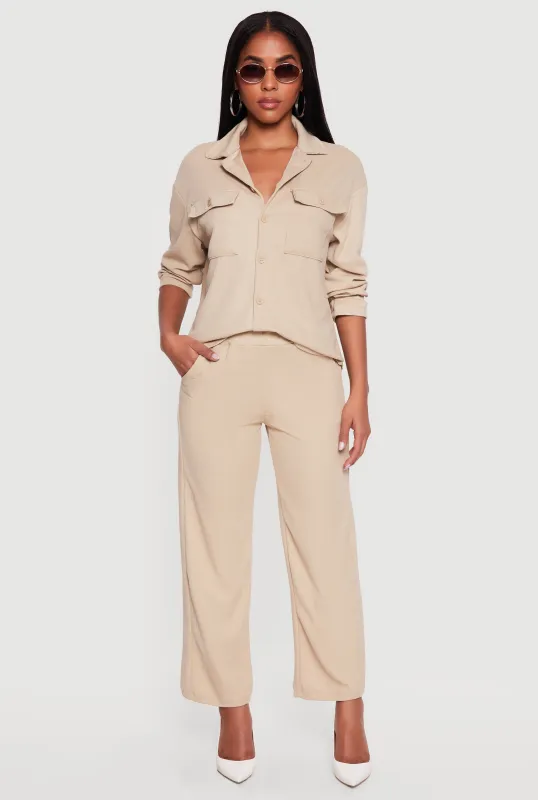 Textured Knit Wide Leg Pants made by Rainbow