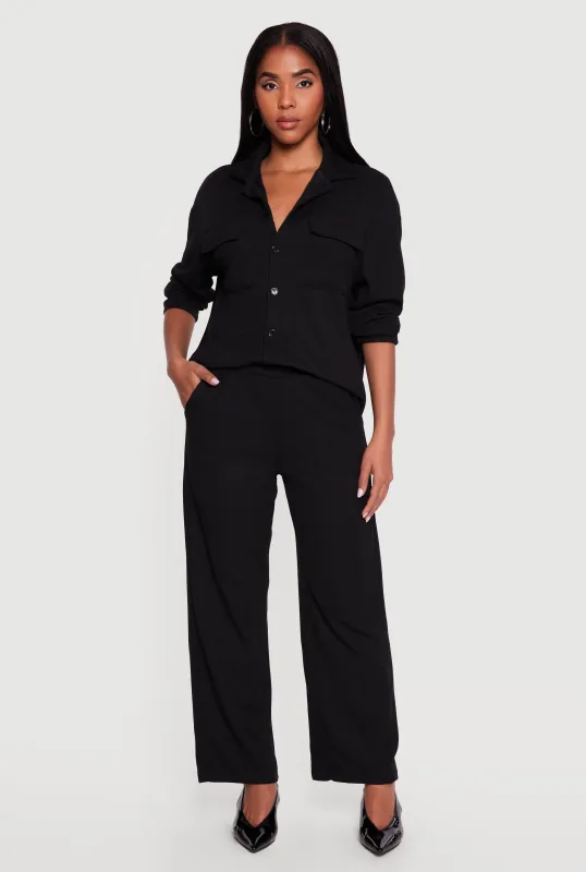 Textured Knit Wide Leg Pants made by Rainbow