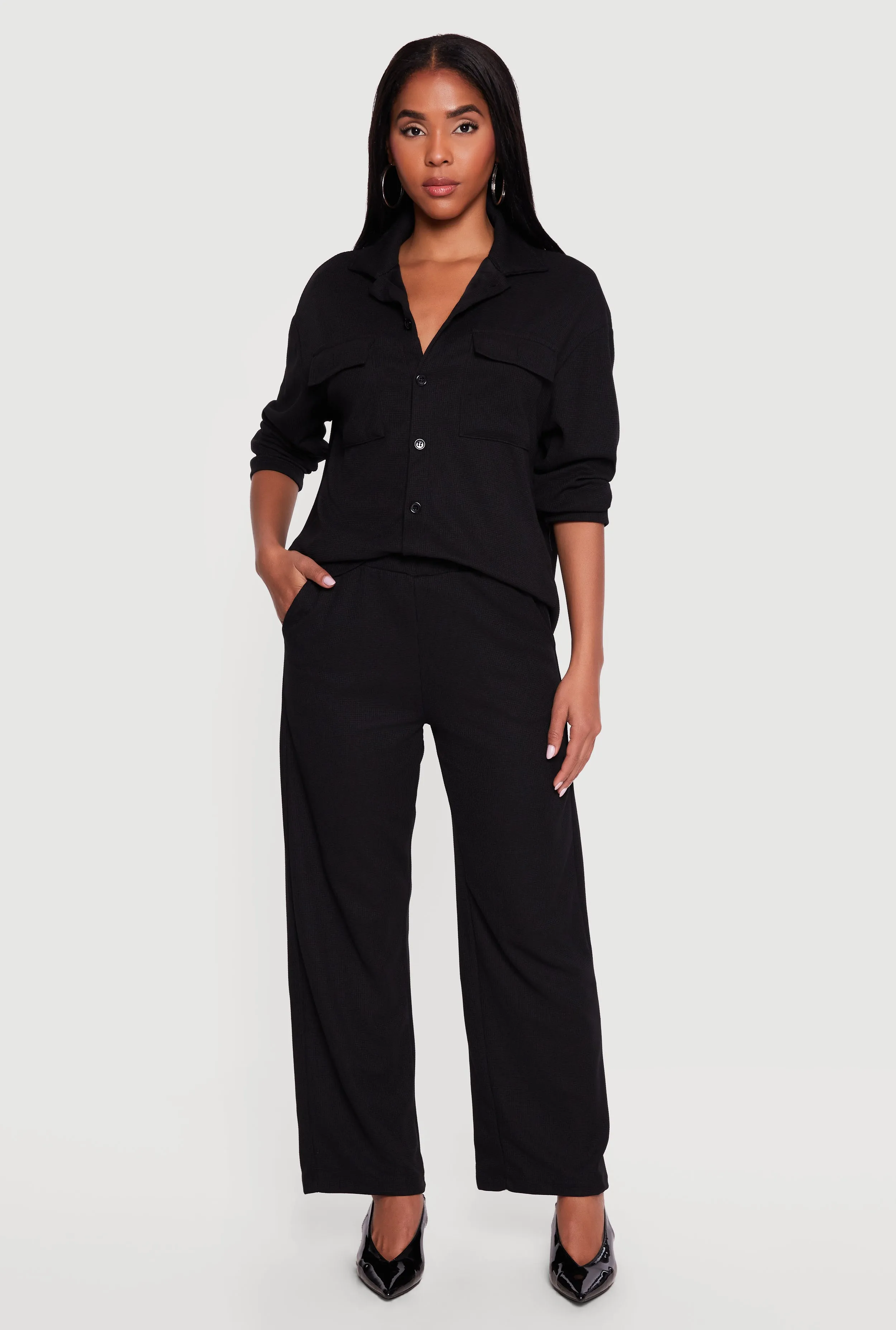 Textured Knit Wide Leg Pants sold by Rainbow