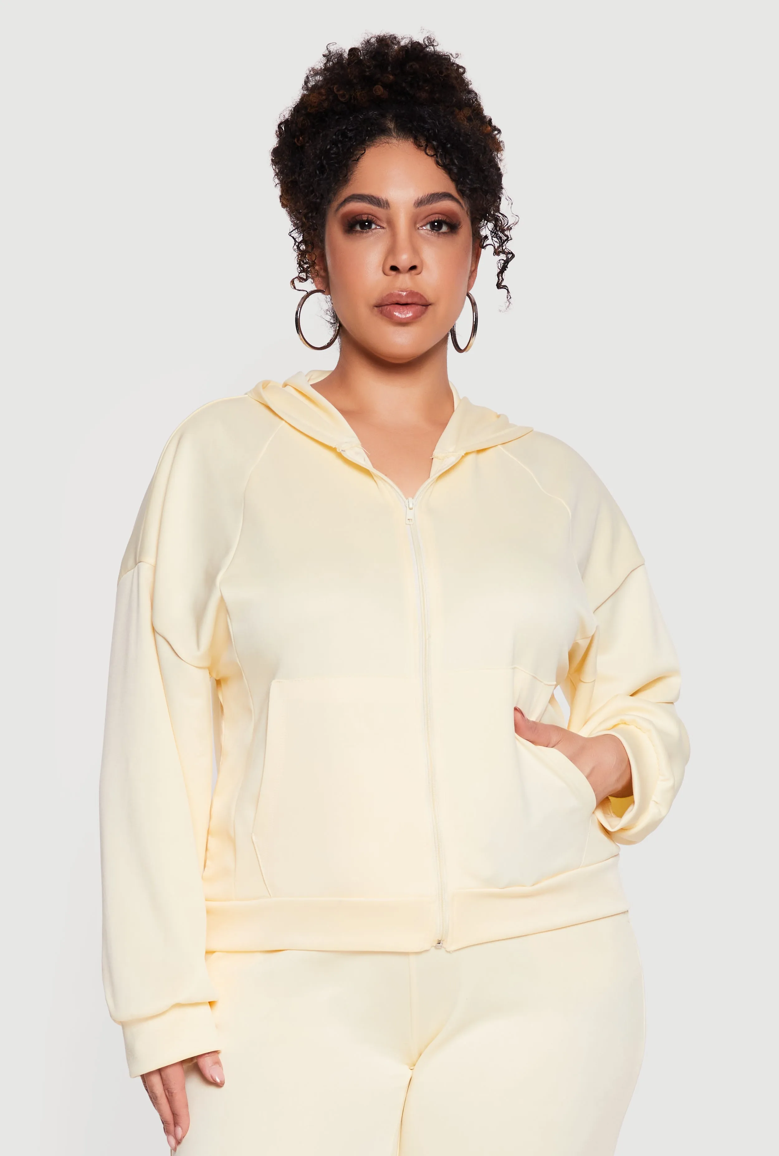 Plus Size Long Sleeve Zip Front Hoodie sold by Rainbow product image thumbnail 2