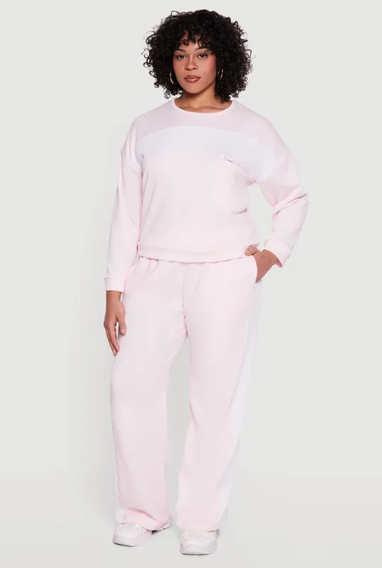 Plus Size Side Striped Pants with Zip Pockets made by Rainbow