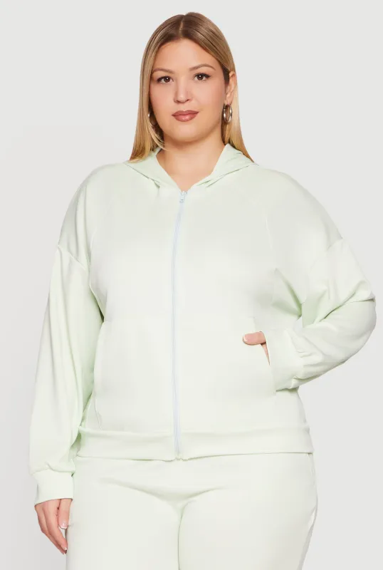 Plus Size Long Sleeve Zip Front Hoodie made by Rainbow