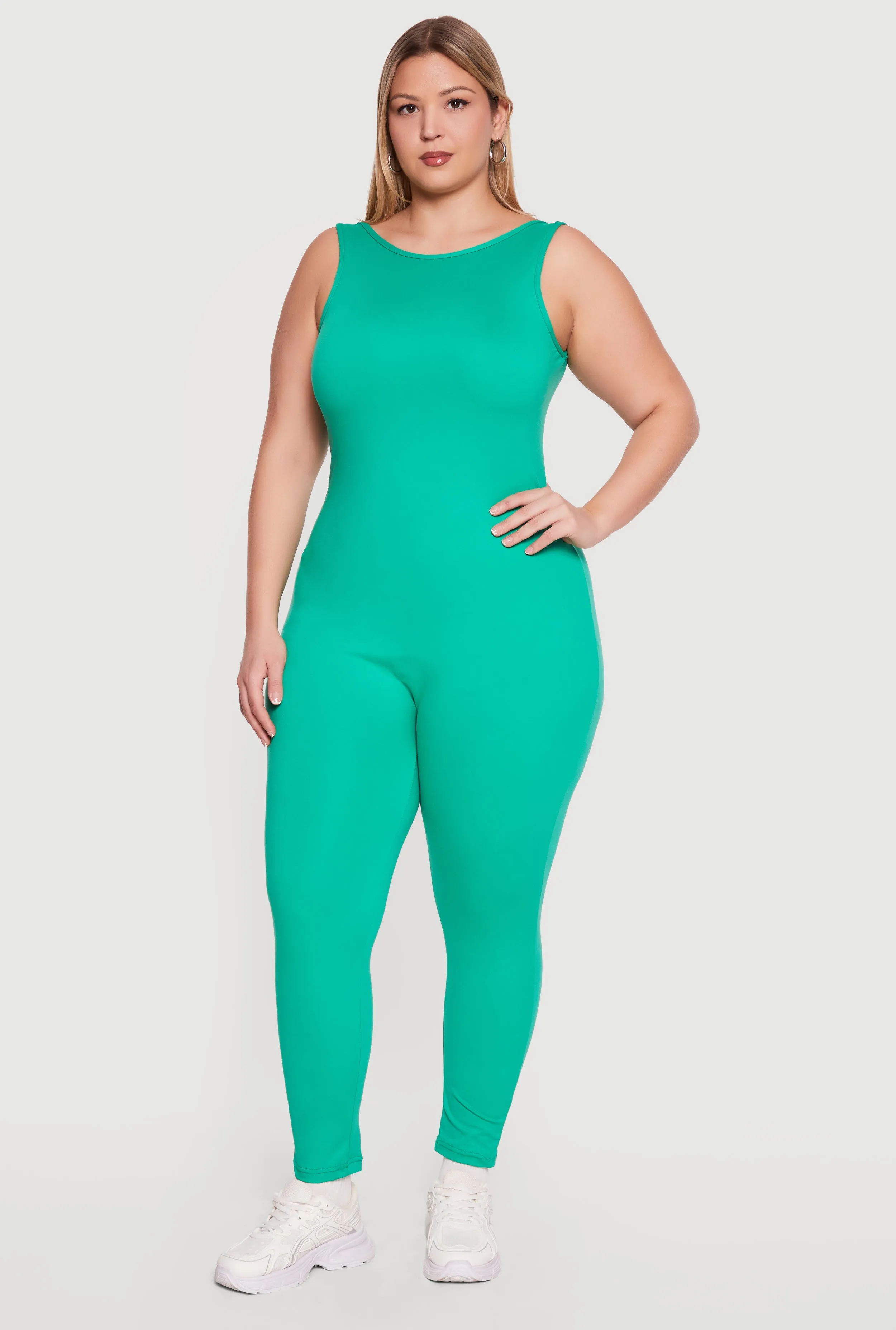 Plus Size Crew Neck Sleeveless Jumpsuit sold by Rainbow