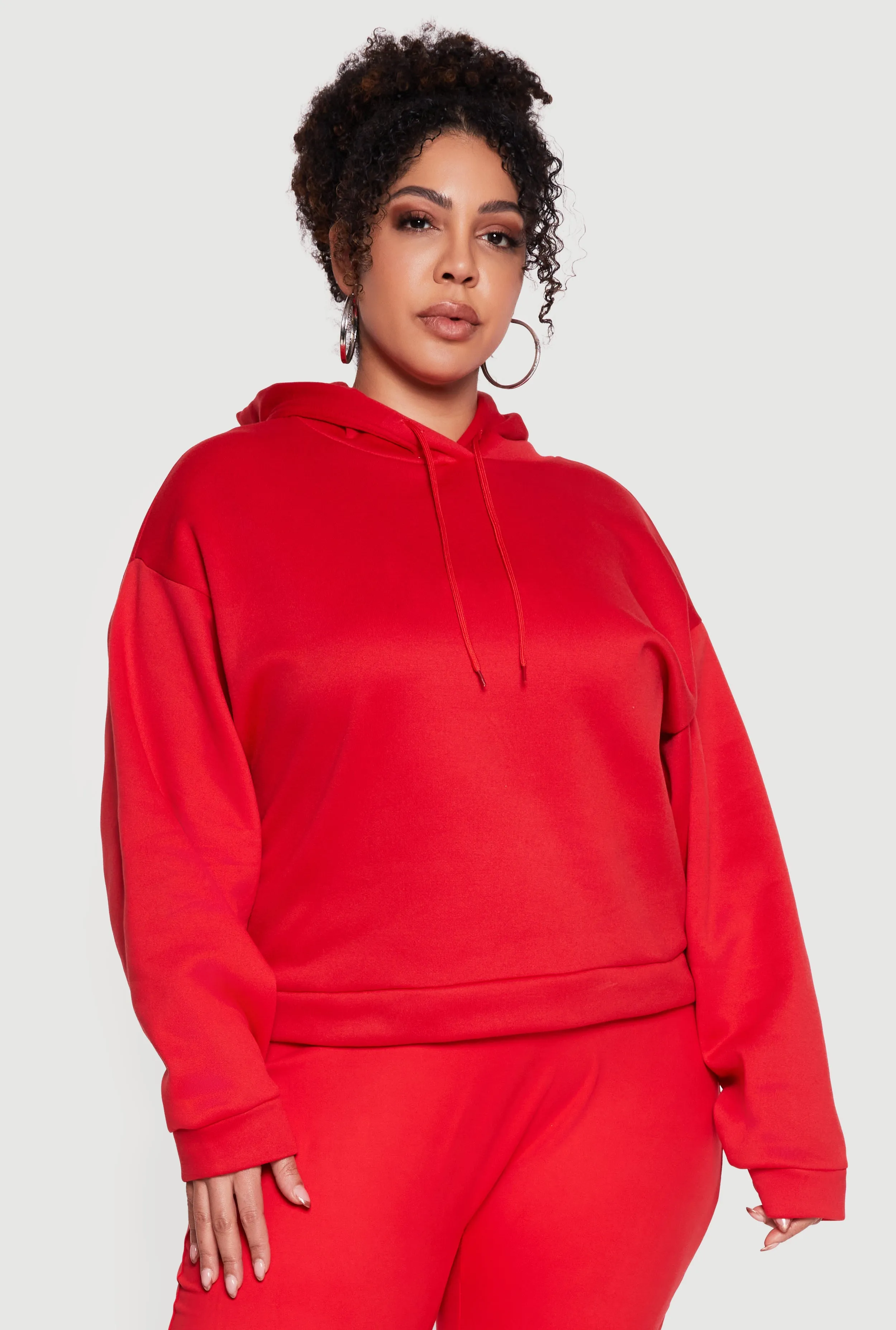 Plus Size Drawstring Hooded Pullover Sweatshirt sold by Rainbow