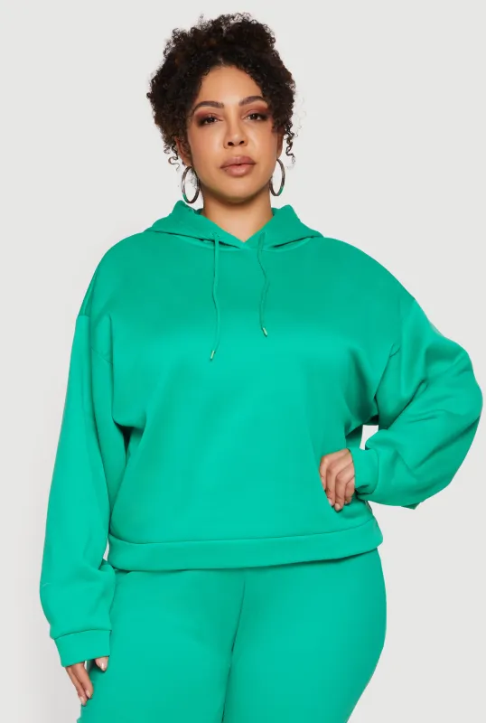 Plus Size Drawstring Hooded Pullover Sweatshirt made by Rainbow