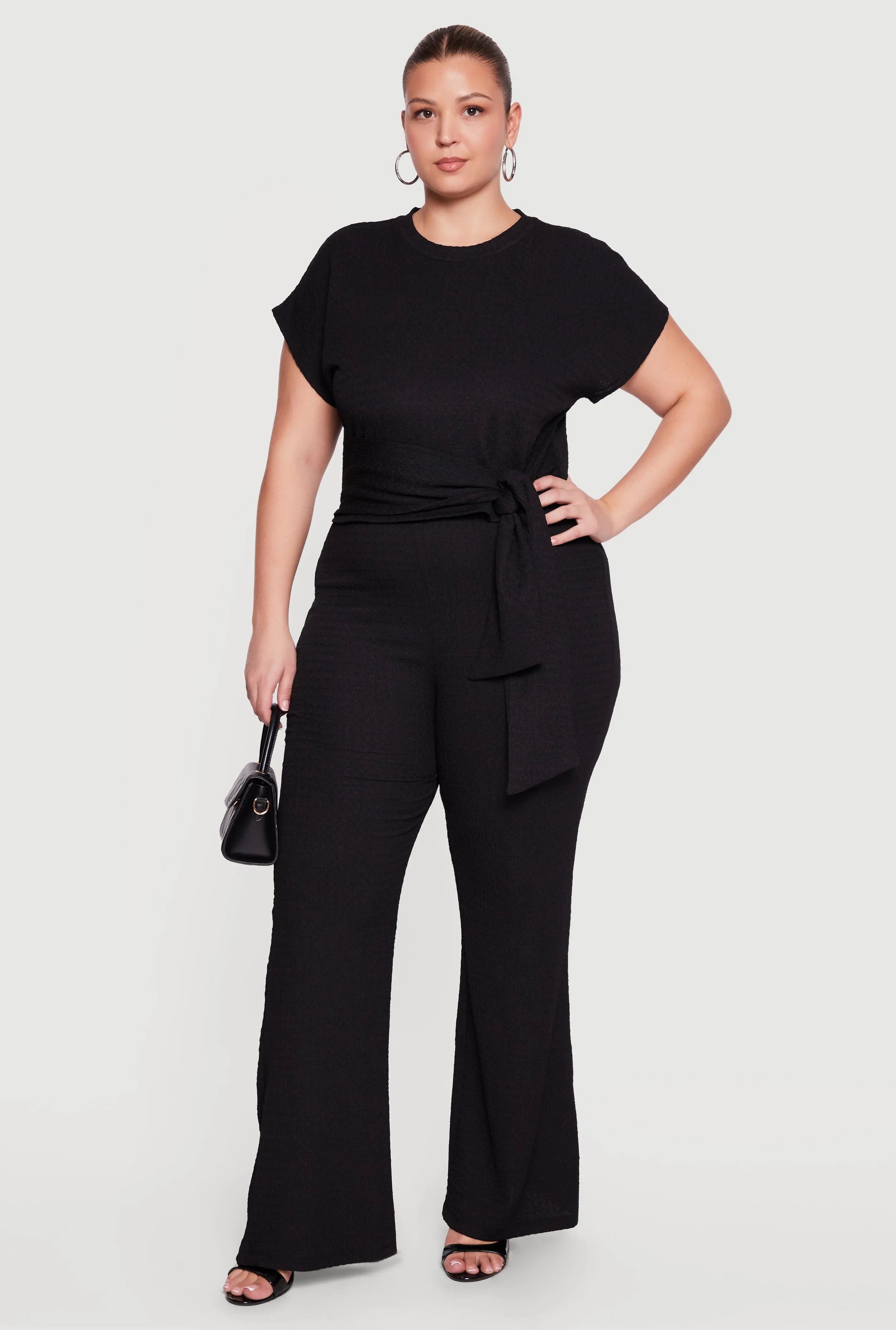 Plus Size Textured Knit Wide Leg Dress Pants sold by Rainbow