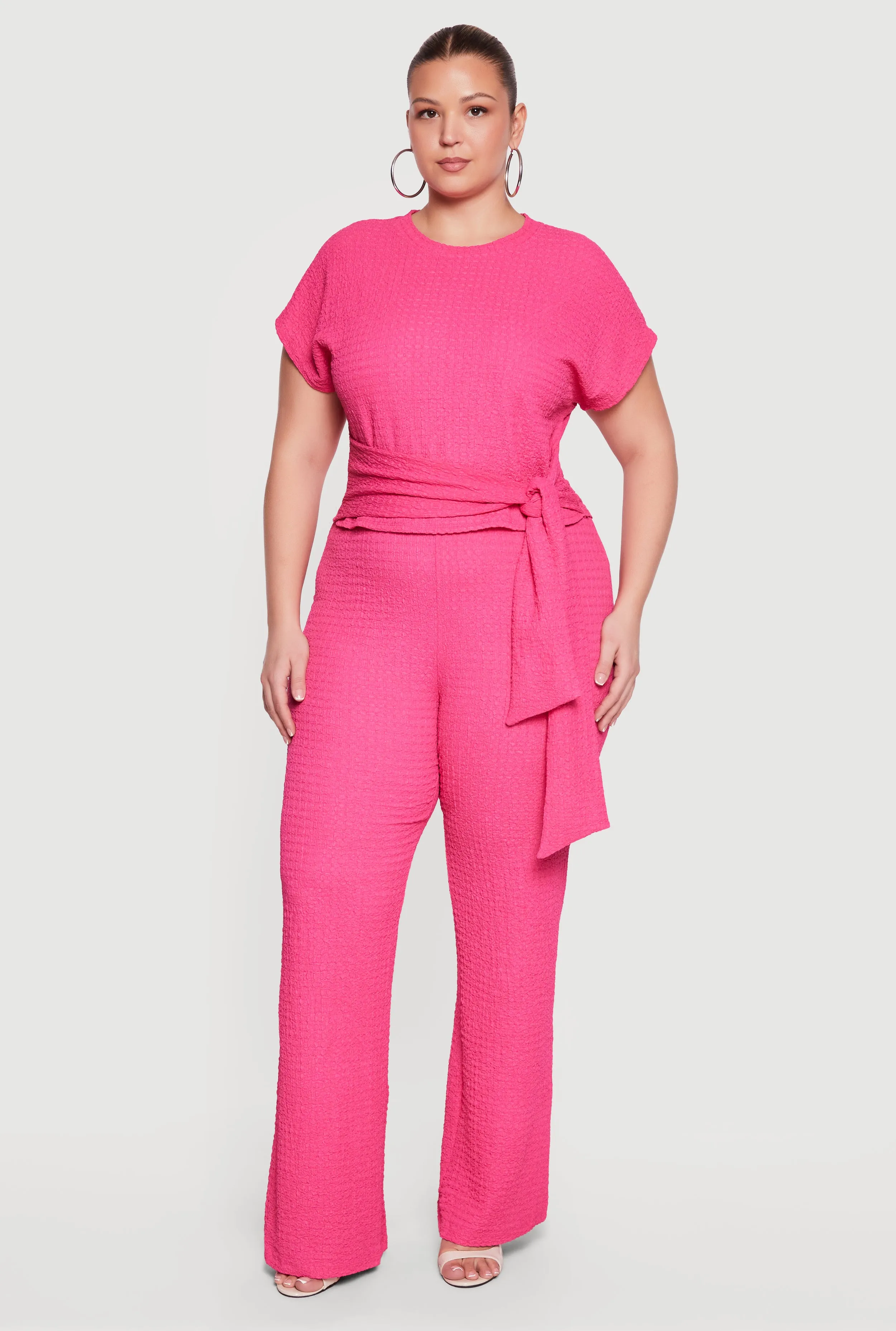Plus Size Textured Knit Wide Leg Dress Pants sold by Rainbow