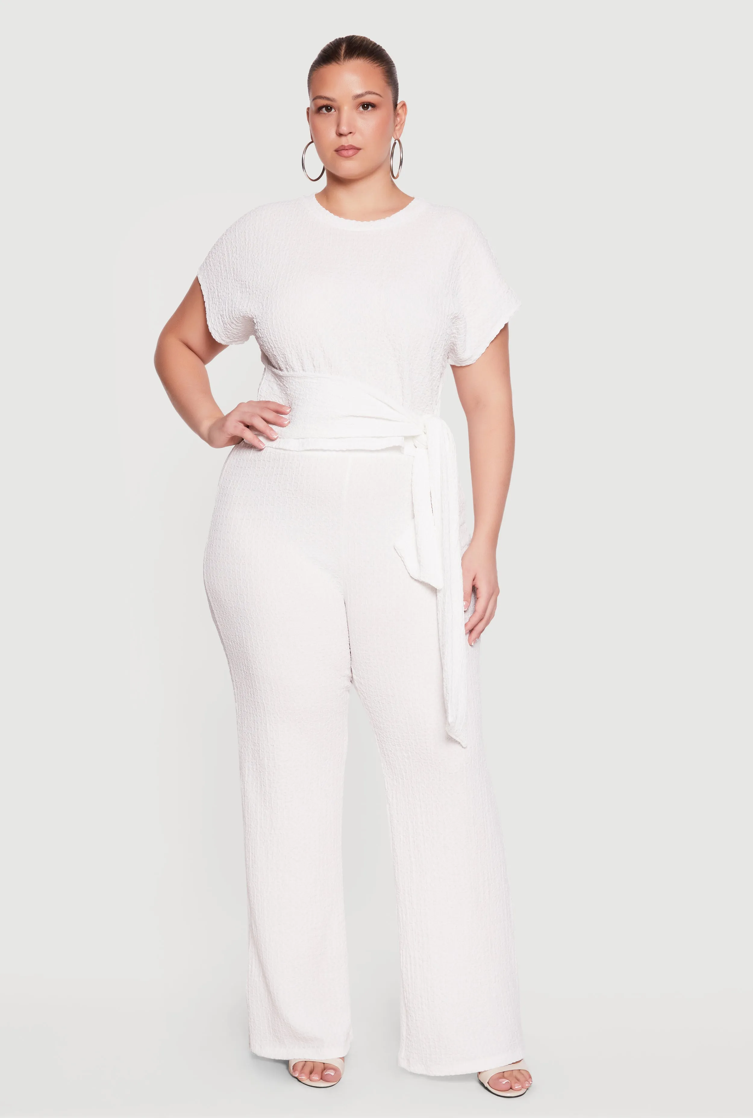 Plus Size Textured Knit Wide Leg Dress Pants sold by Rainbow
