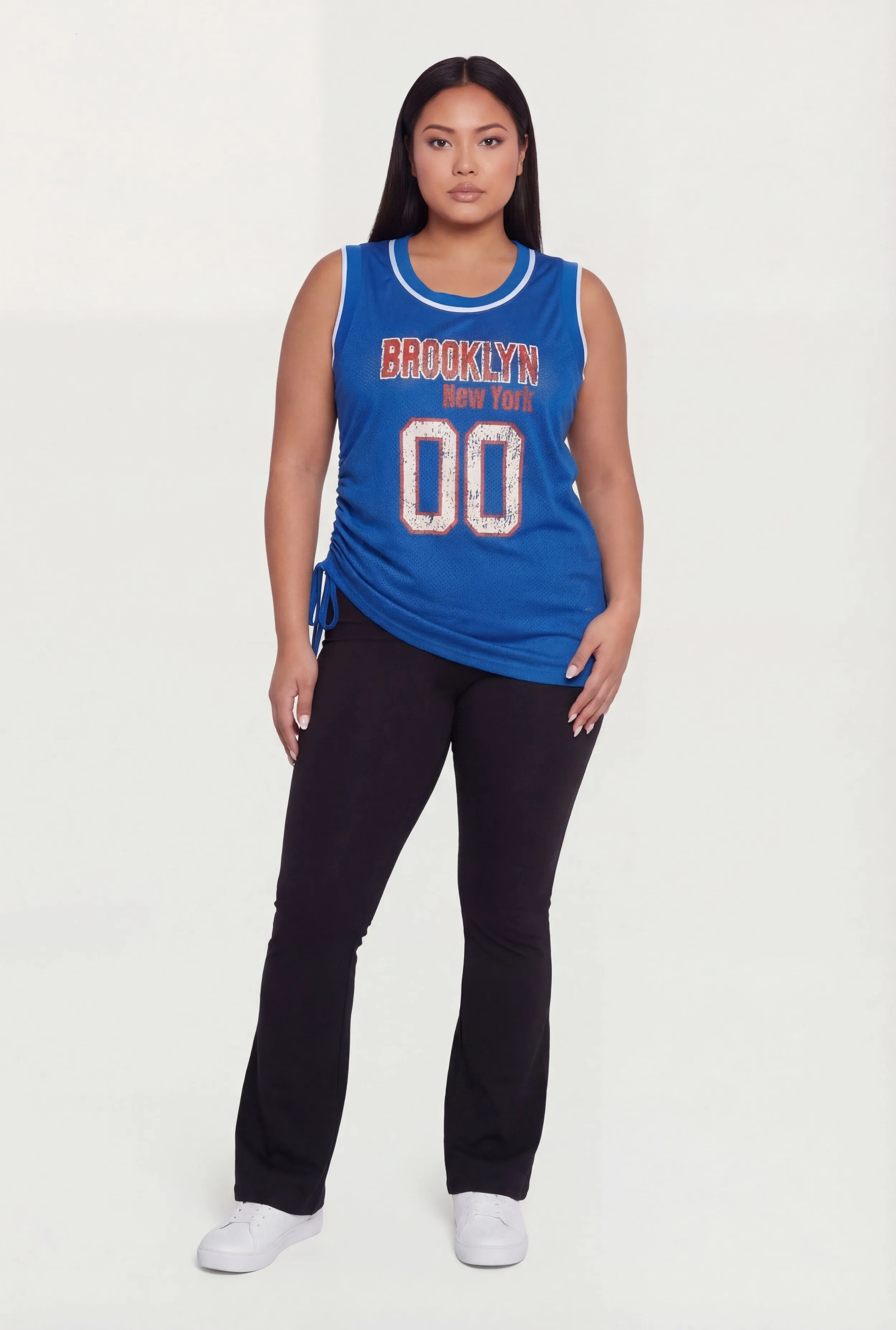 Plus Size Drawstring Side Mesh Jersey sold by Rainbow