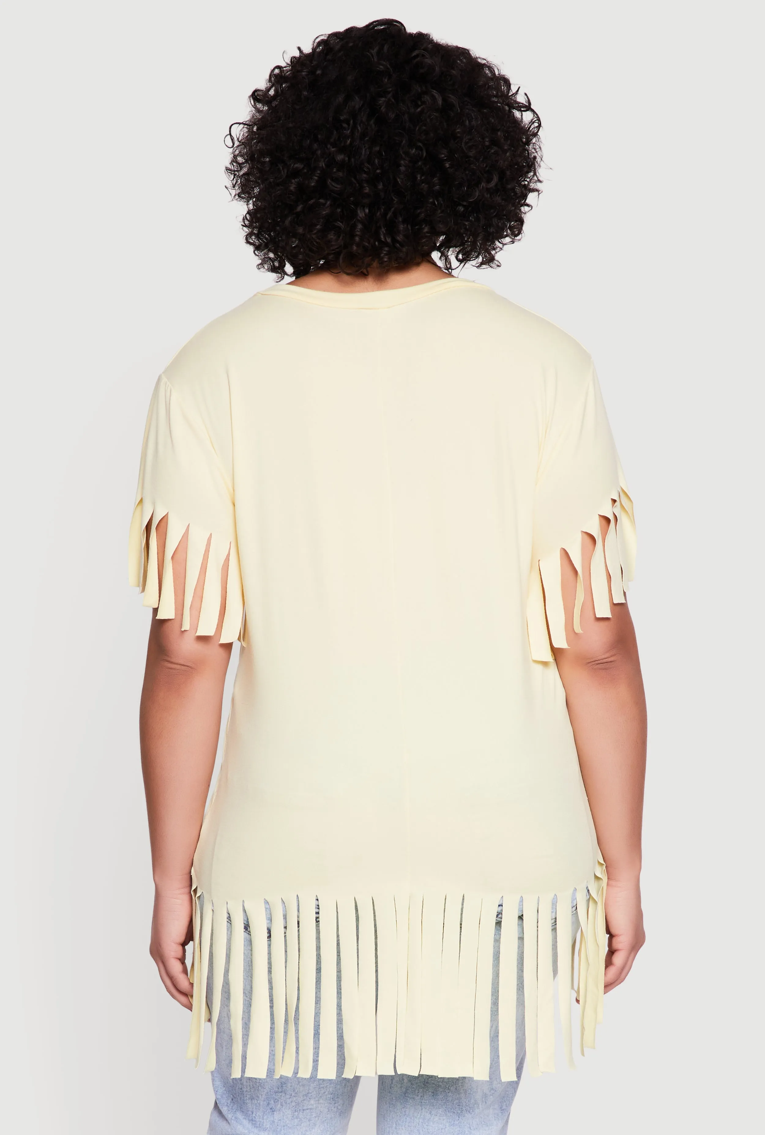 Plus Size Short Sleeve Fringe Hem Tee sold by Rainbow product image thumbnail 5