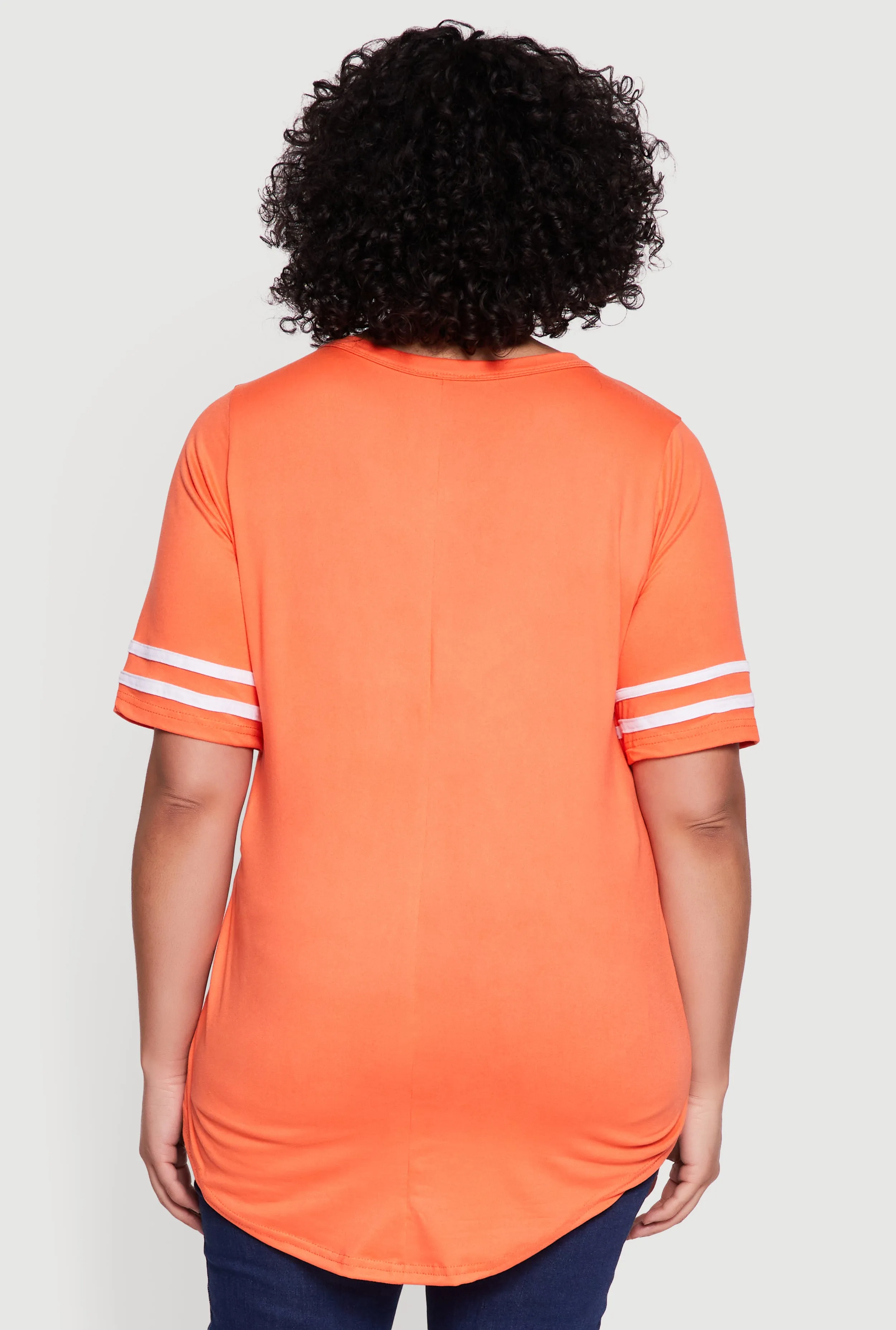 Plus Size Varsity Stripe Detail Short Sleeve Tunic Top sold by Rainbow product image thumbnail 5