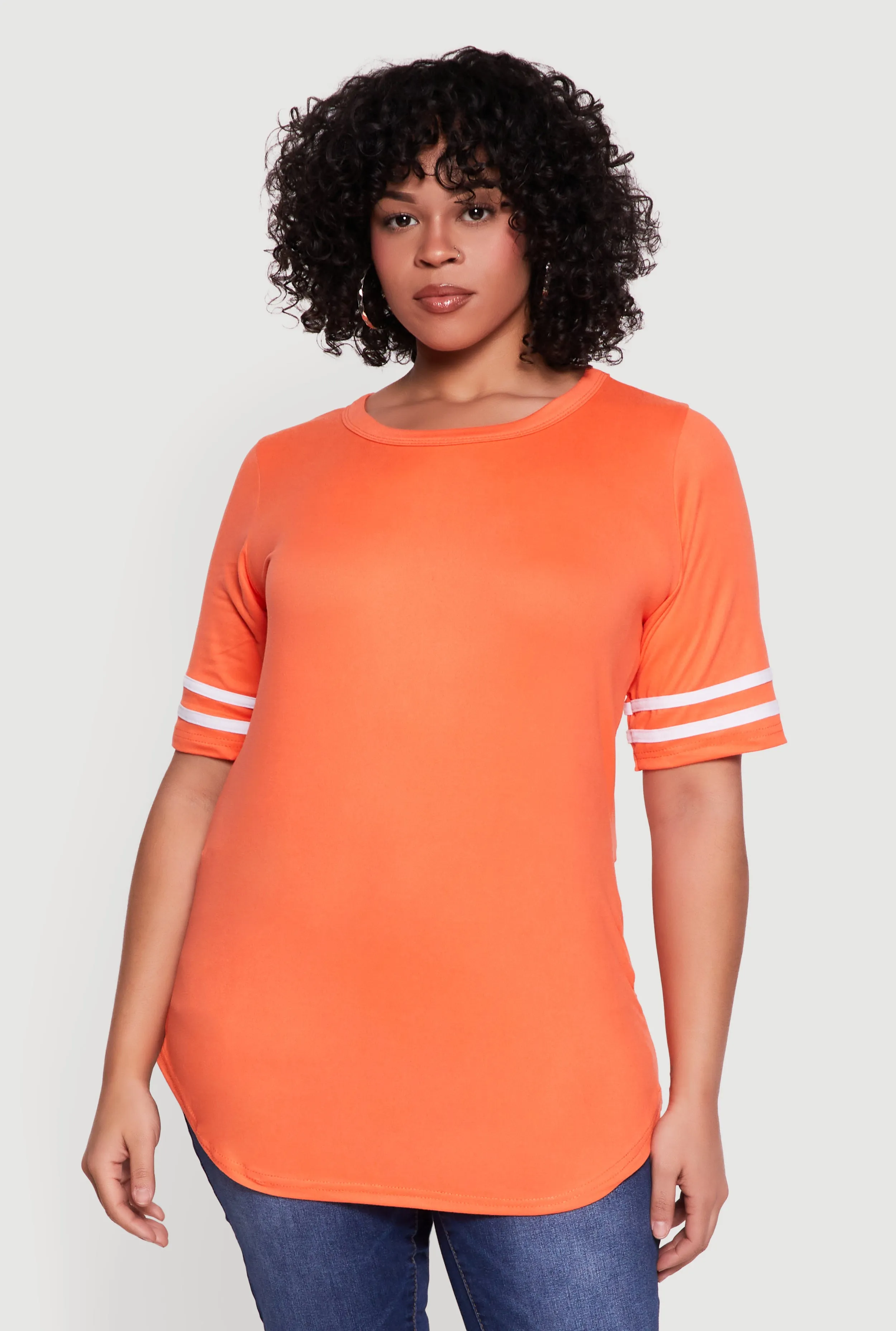 Plus Size Varsity Stripe Detail Short Sleeve Tunic Top sold by Rainbow product image thumbnail 2