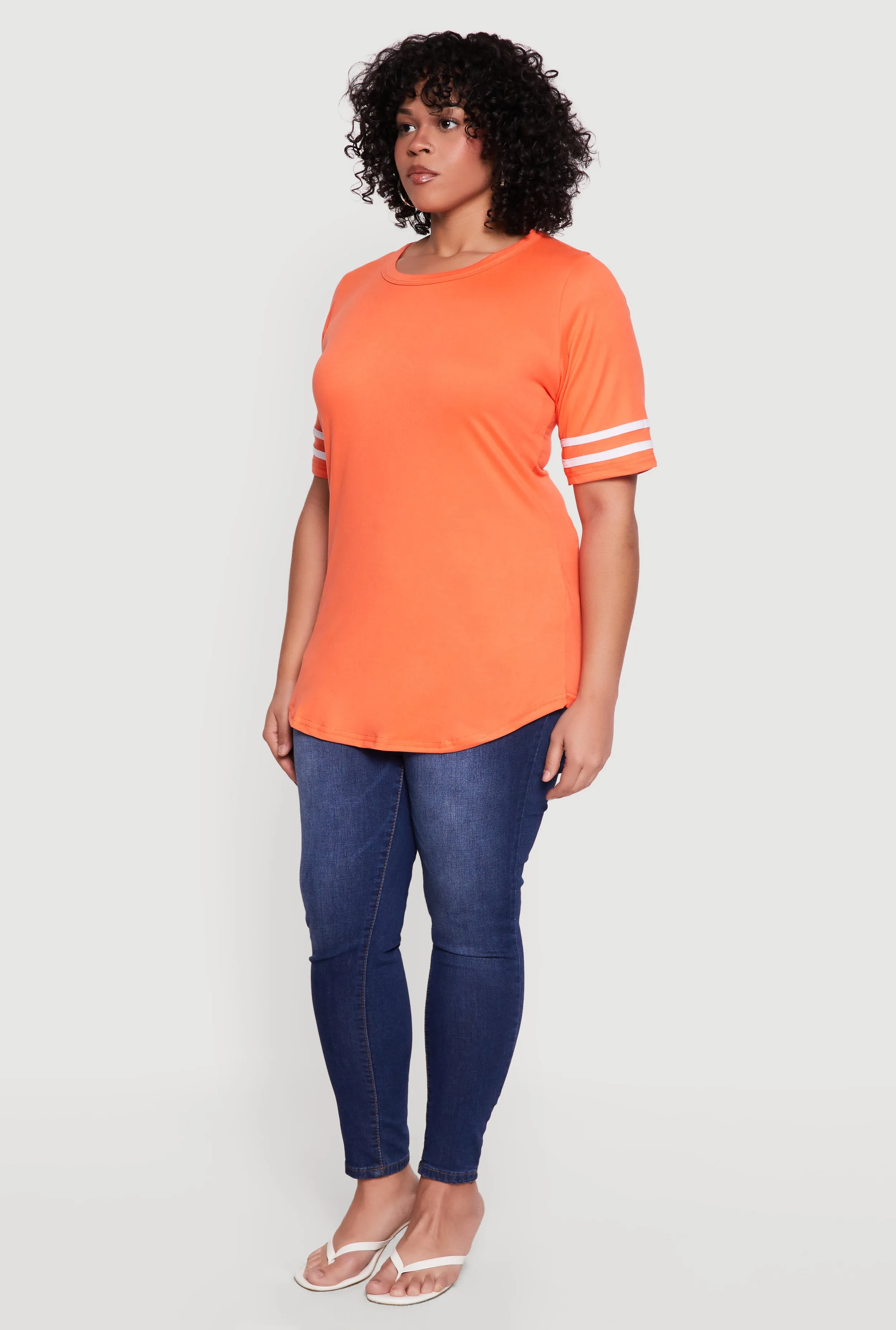 Plus Size Varsity Stripe Detail Short Sleeve Tunic Top sold by Rainbow product image thumbnail 3