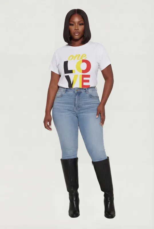 Plus Size One Love Graphic Tee made by Rainbow