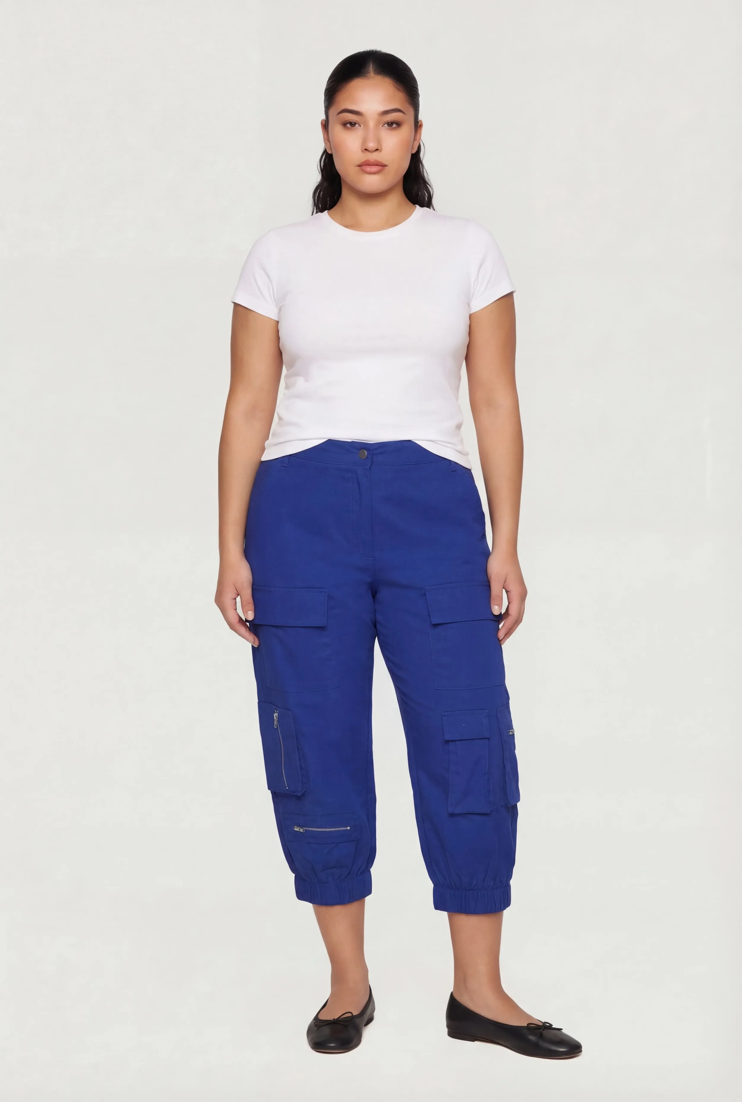 Plus Size High Waisted Cargo Capris with Zip Pockets sold by Rainbow product image thumbnail 4