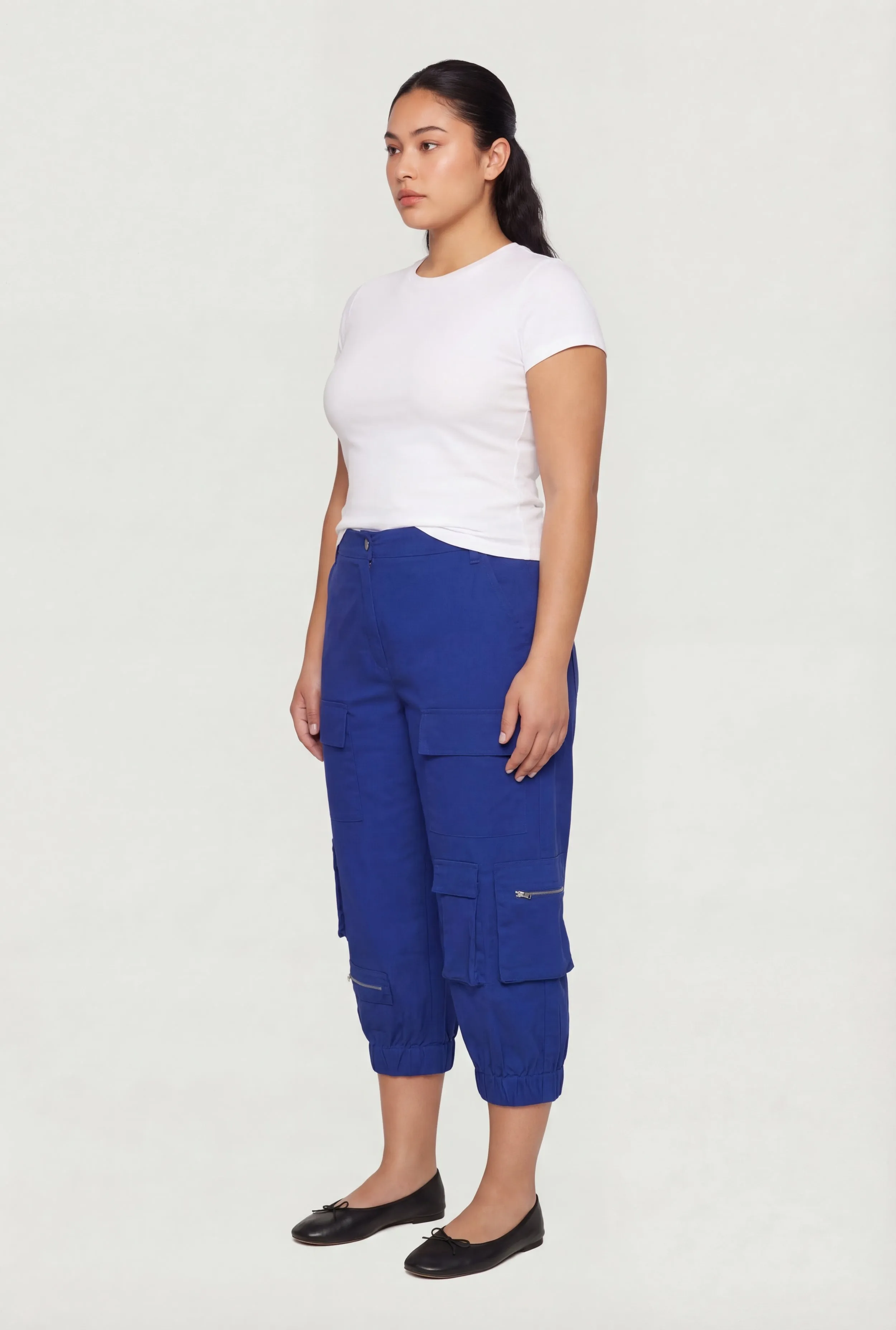 Plus Size High Waisted Cargo Capris with Zip Pockets sold by Rainbow product image thumbnail 2