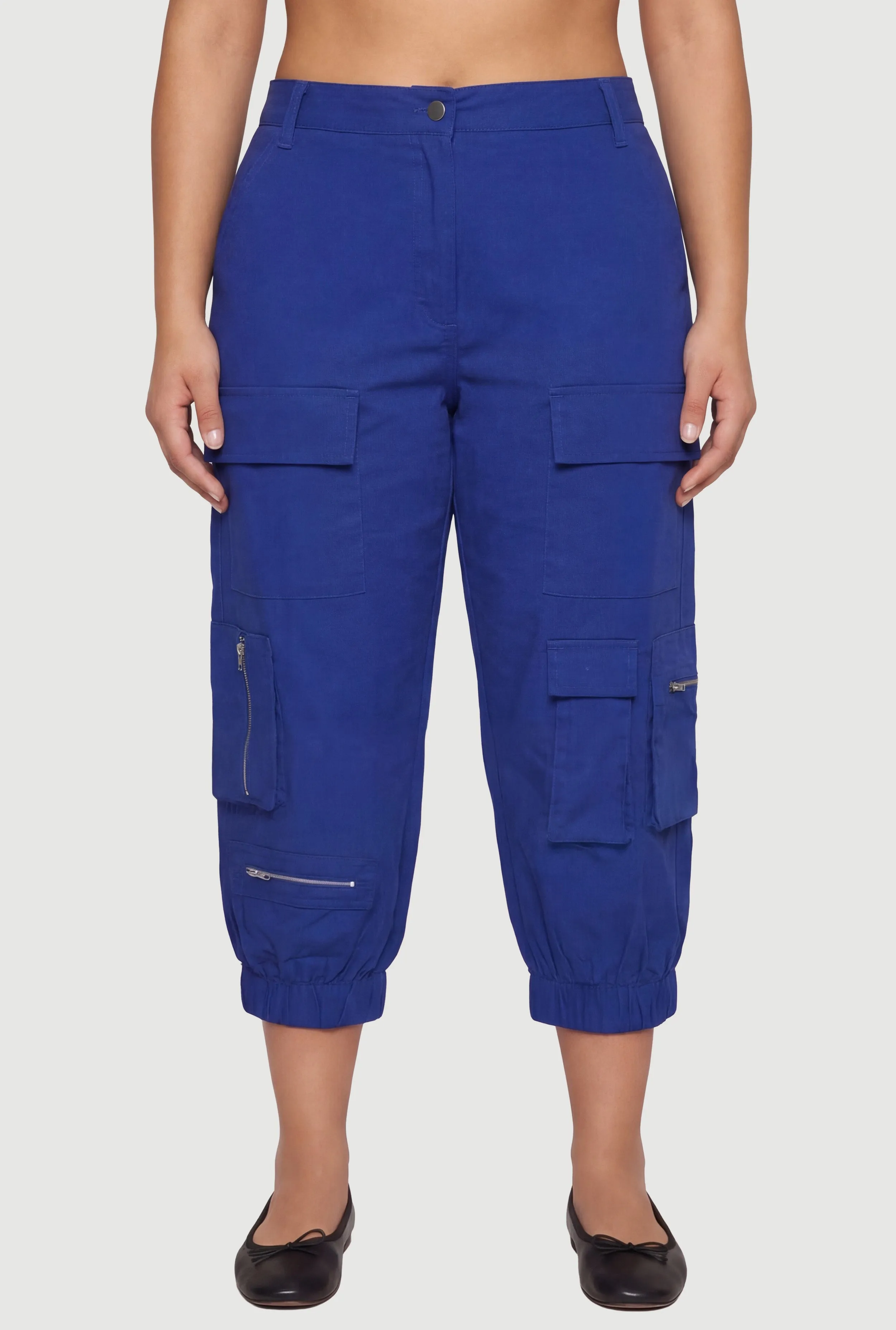 Plus Size High Waisted Cargo Capris with Zip Pockets sold by Rainbow product image thumbnail 3