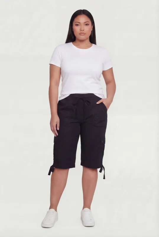 Plus Size High Waisted Cargo Pocket Bermuda Shorts made by Rainbow