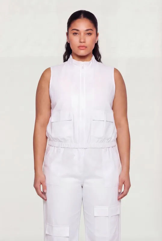 Plus Size Nylon Cropped Zip Front Windbreaker Vest made by Rainbow