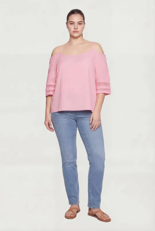 Plus Size Quarter Sleeve Cold Shoulder Blouse made by Rainbow