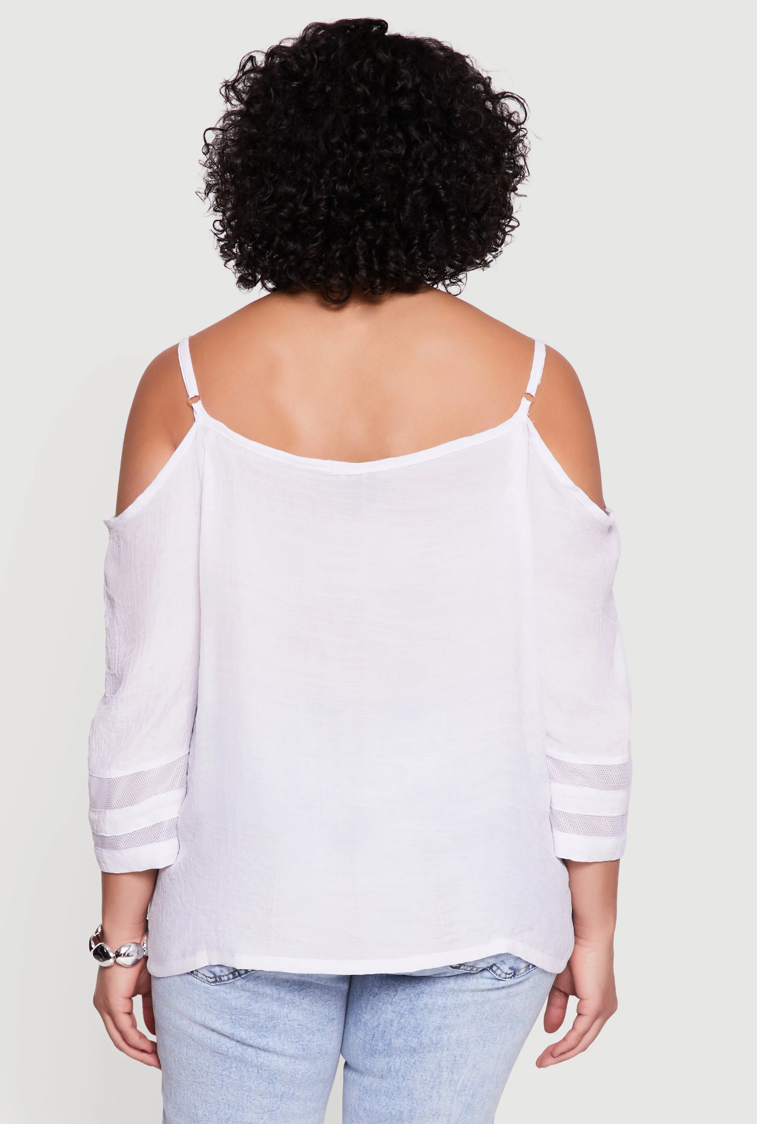 Plus Size Quarter Sleeve Cold Shoulder Blouse sold by Rainbow product image thumbnail 5