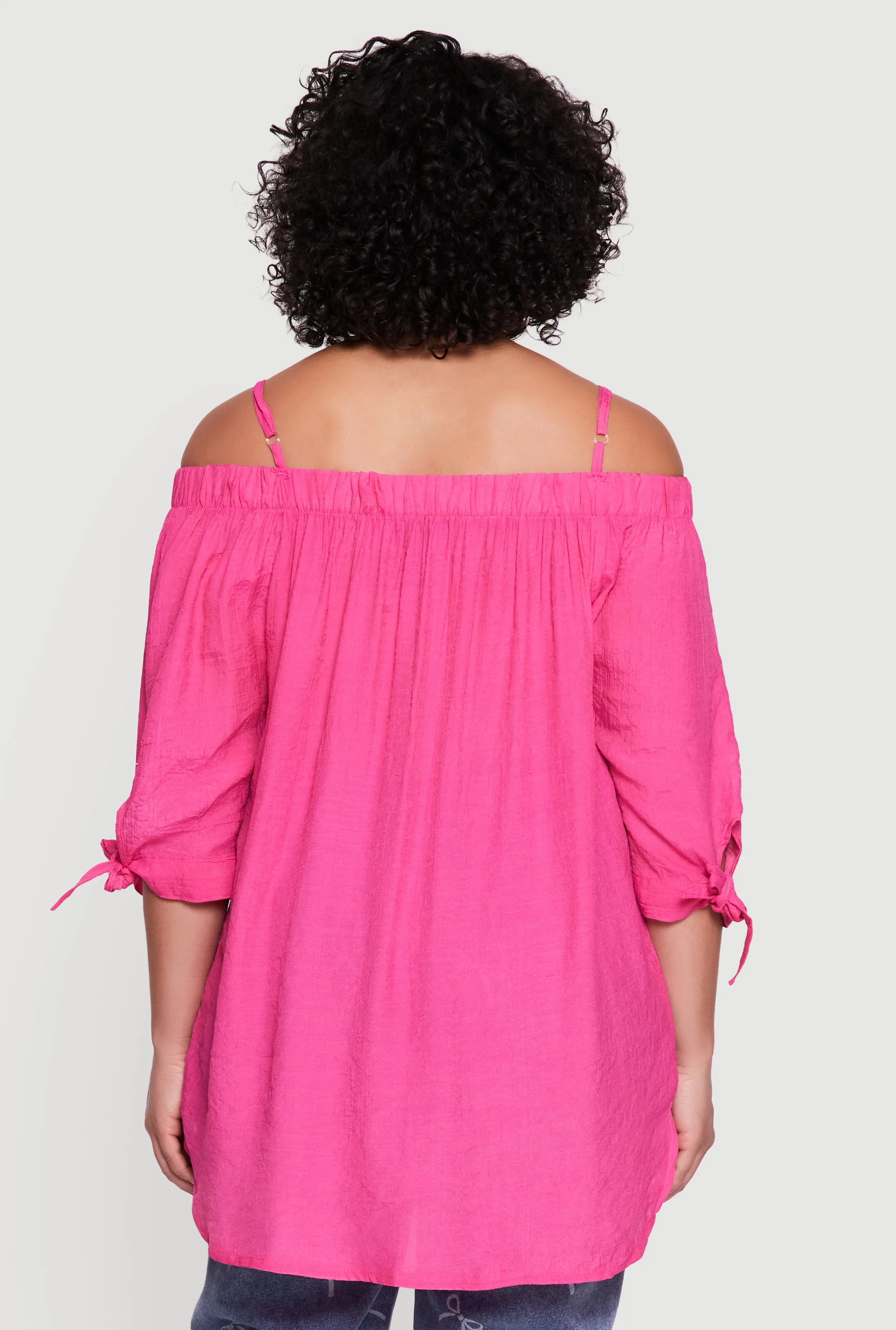 Plus Size Cold Shoulder Top with Tie Sleeves sold by Rainbow product image thumbnail 5