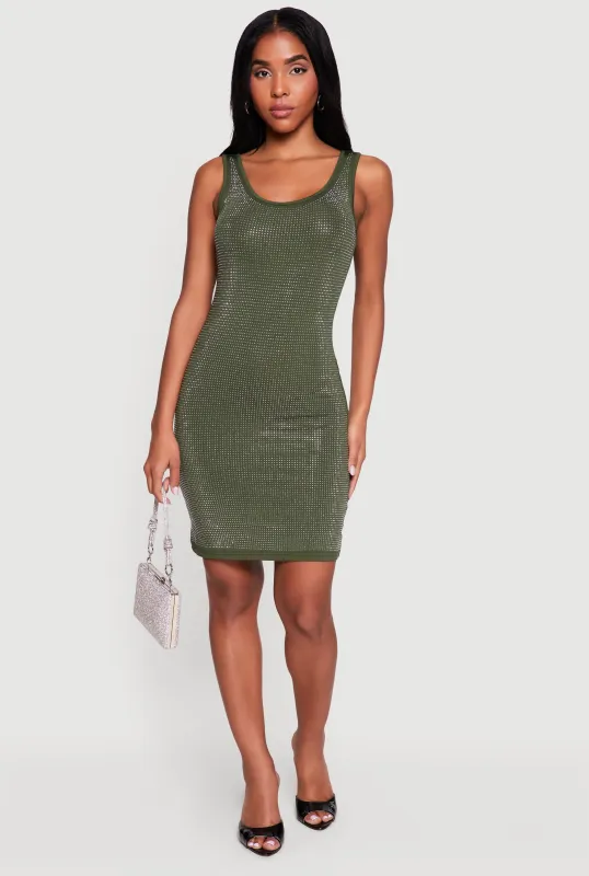 Rhinestone Studded Tank Mini Dress made by Daisy