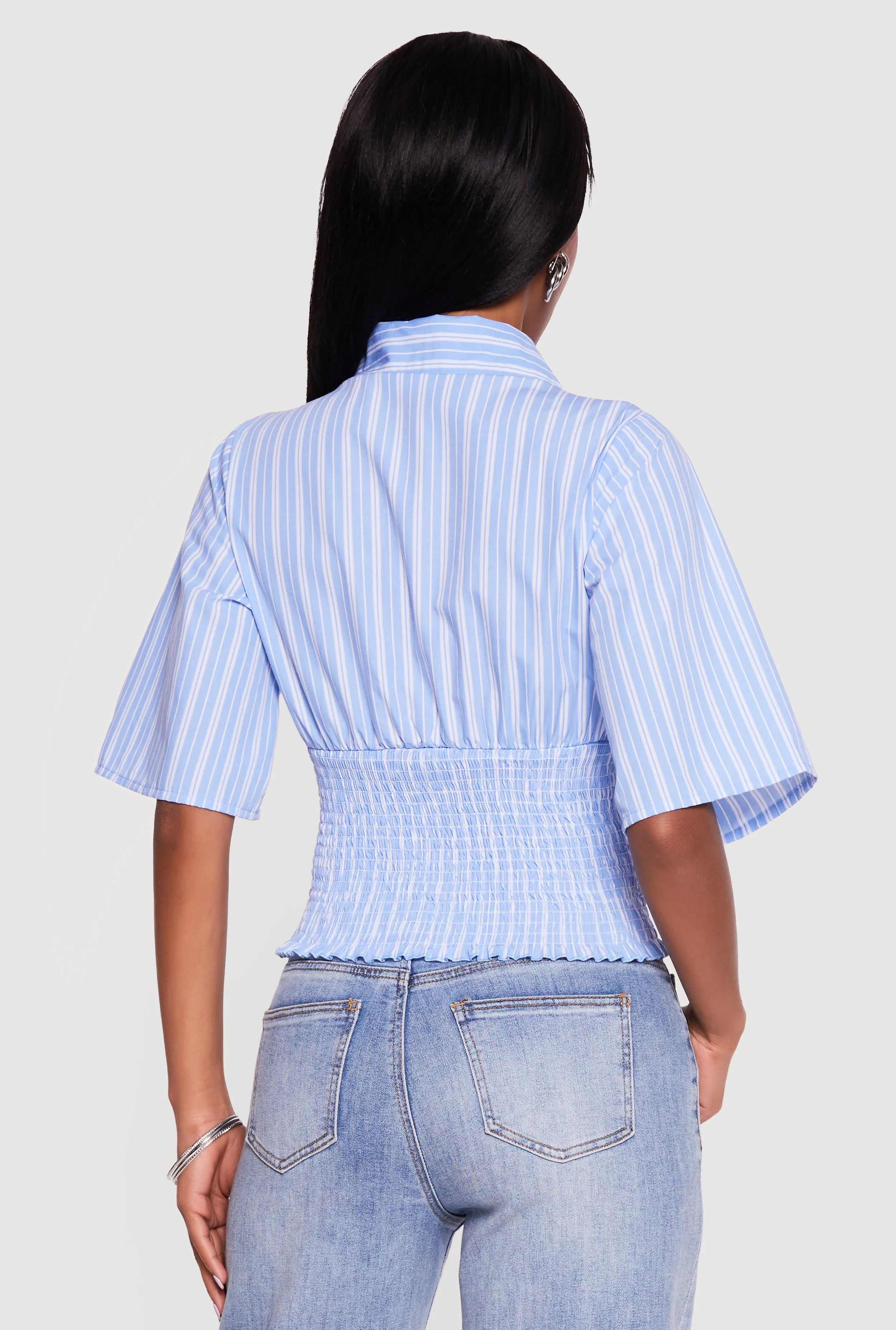 Smocked Waist Striped Button Front Blouse sold by Rainbow product image thumbnail 5