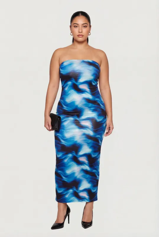 Plus Size Tie Dye Tube Maxi Dress made by Rainbow