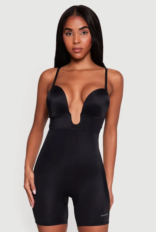 Plunge Mid Thigh Shapewear Bodysuit made by Bebe