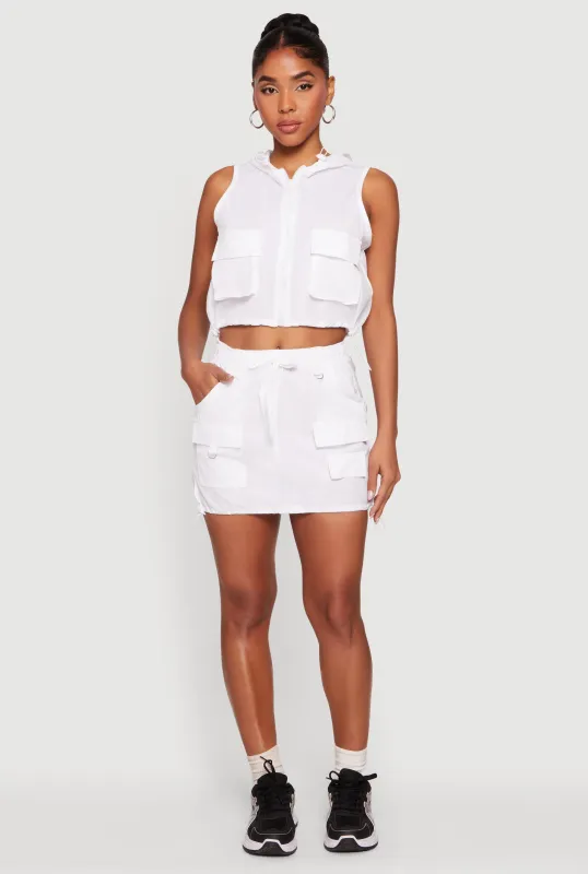 Toggle Drawstring Hem Cargo Pocket Mini Skirt made by Rainbow