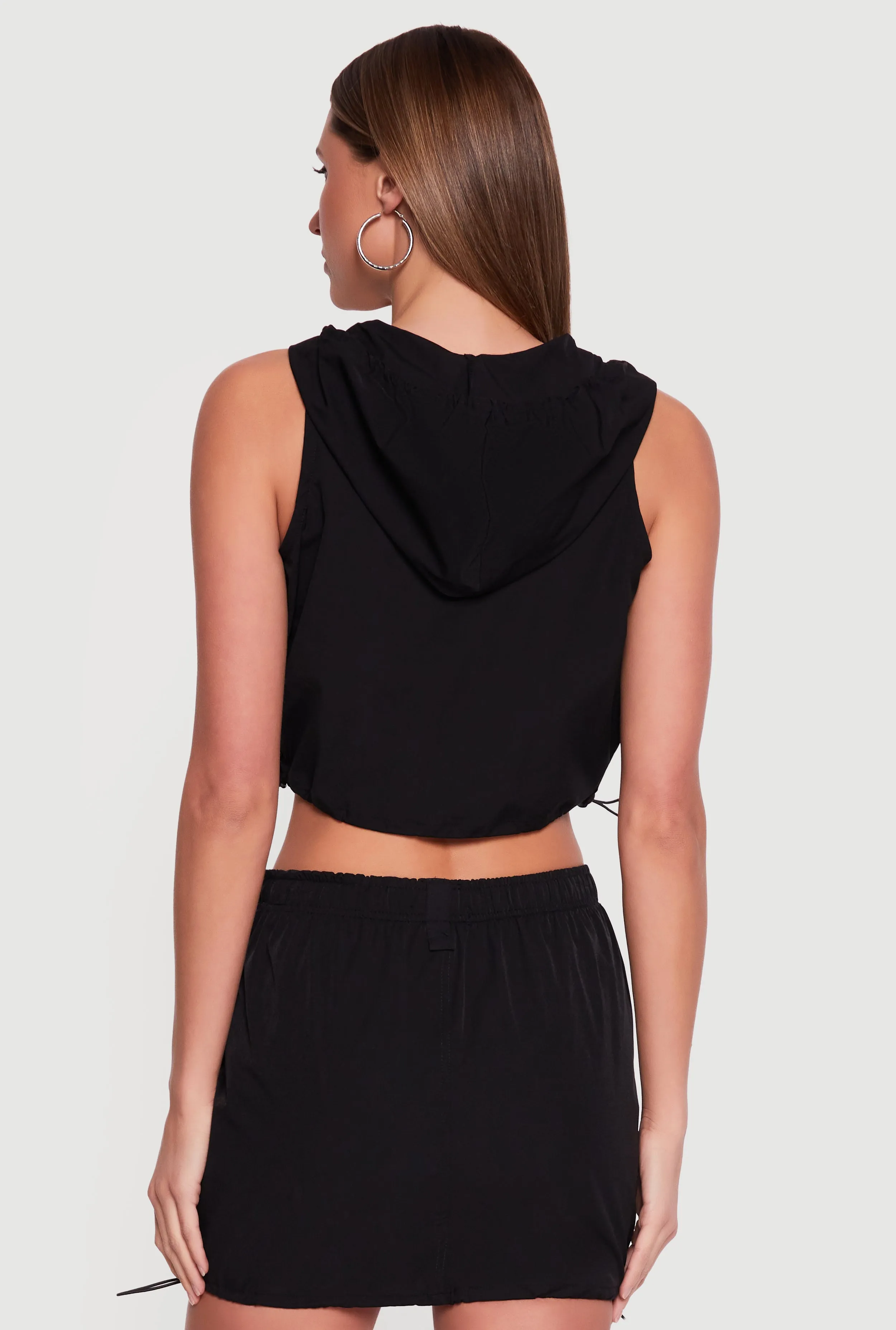 Toggle Drawstring Hem Zip Front Hooded Windbreaker Vest sold by Rainbow product image thumbnail 5