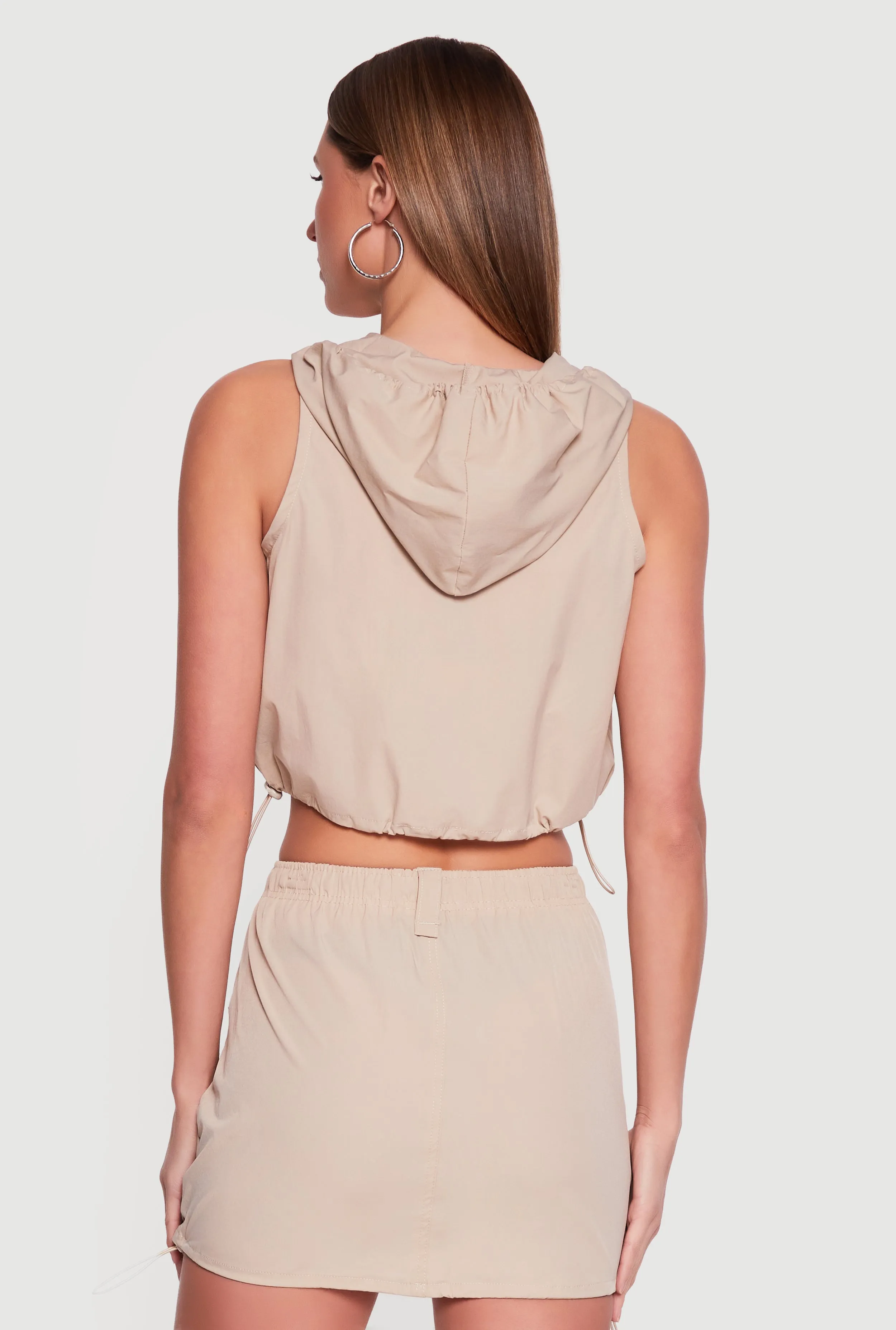 Toggle Drawstring Hem Zip Front Hooded Windbreaker Vest sold by Rainbow product image thumbnail 5