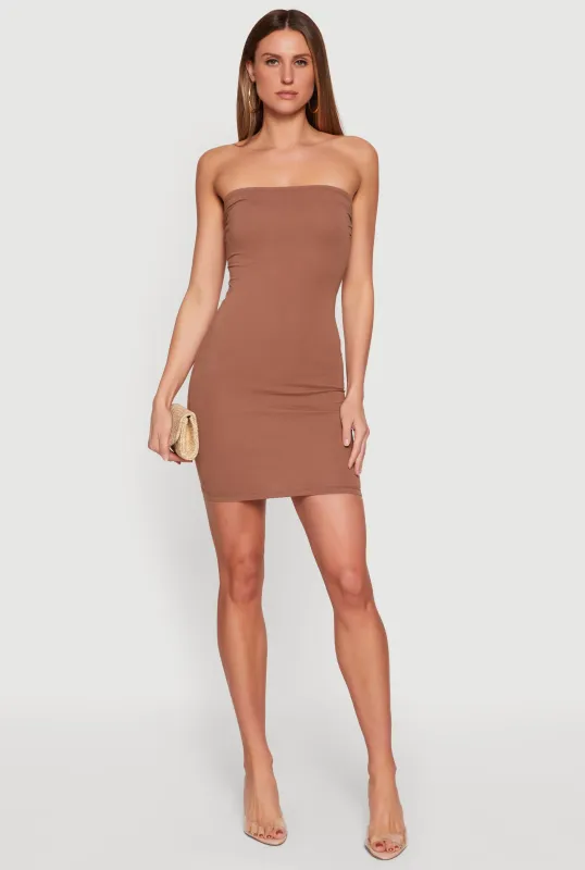 Side Ruched Tube Midi Dress made by Rainbow