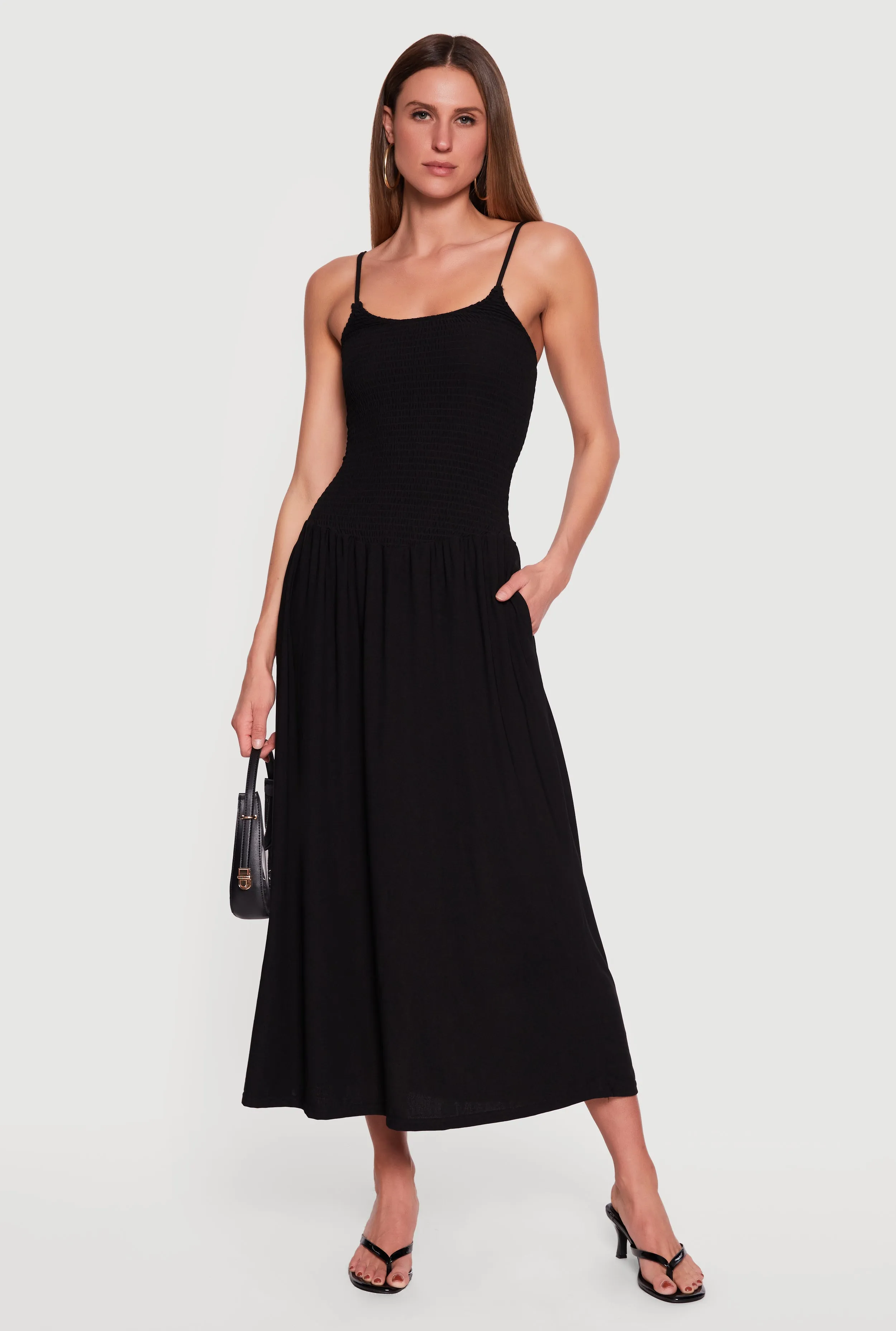 Scoop Neck Smocked Fit and Flare Midi Dress sold by Rainbow product image thumbnail 2