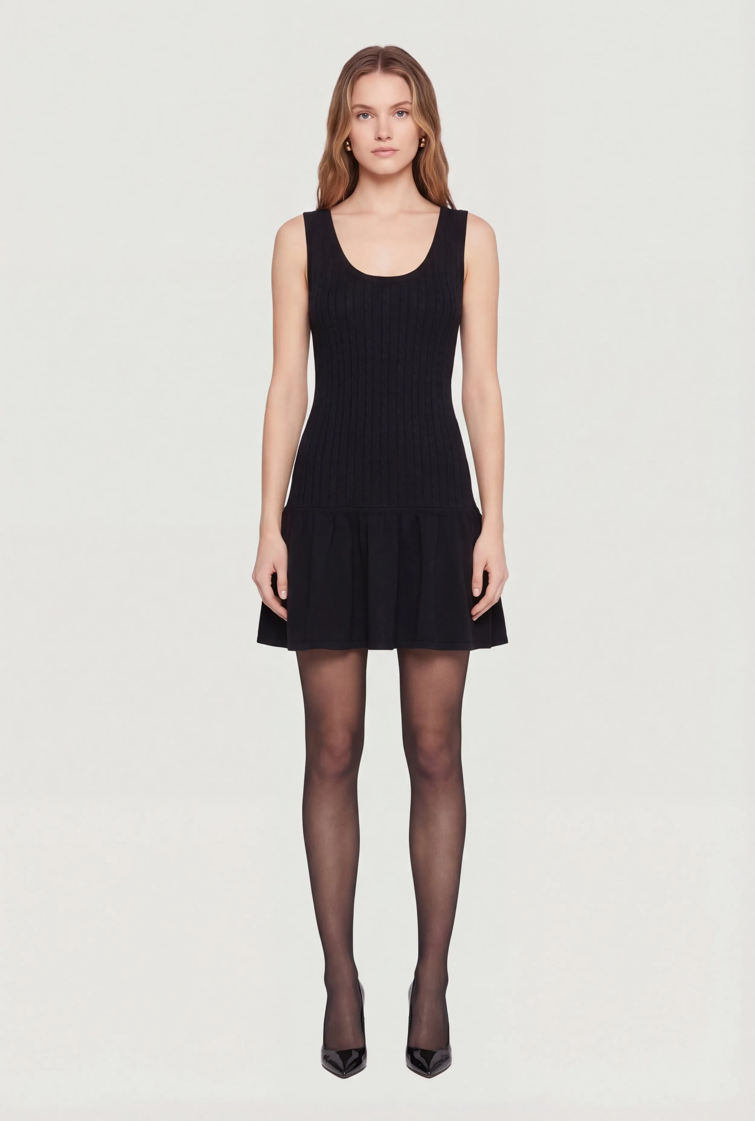 Cable Knit Scoop Neck Mini Skater Dress sold by Rainbow