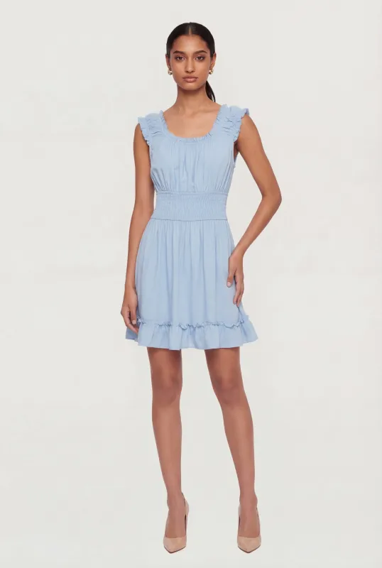 Square Neck Smocked Waist Peasant Dress made by Rainbow