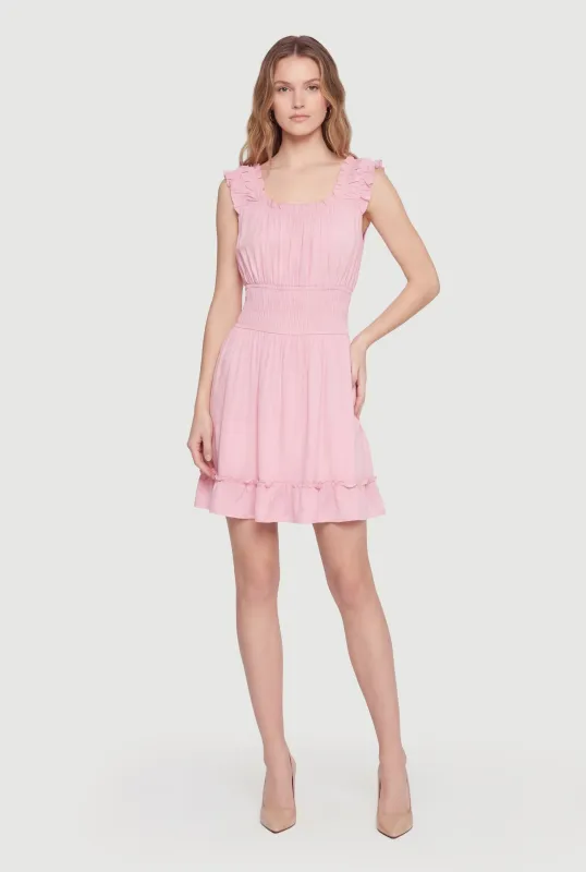 Square Neck Smocked Waist Peasant Dress made by Rainbow