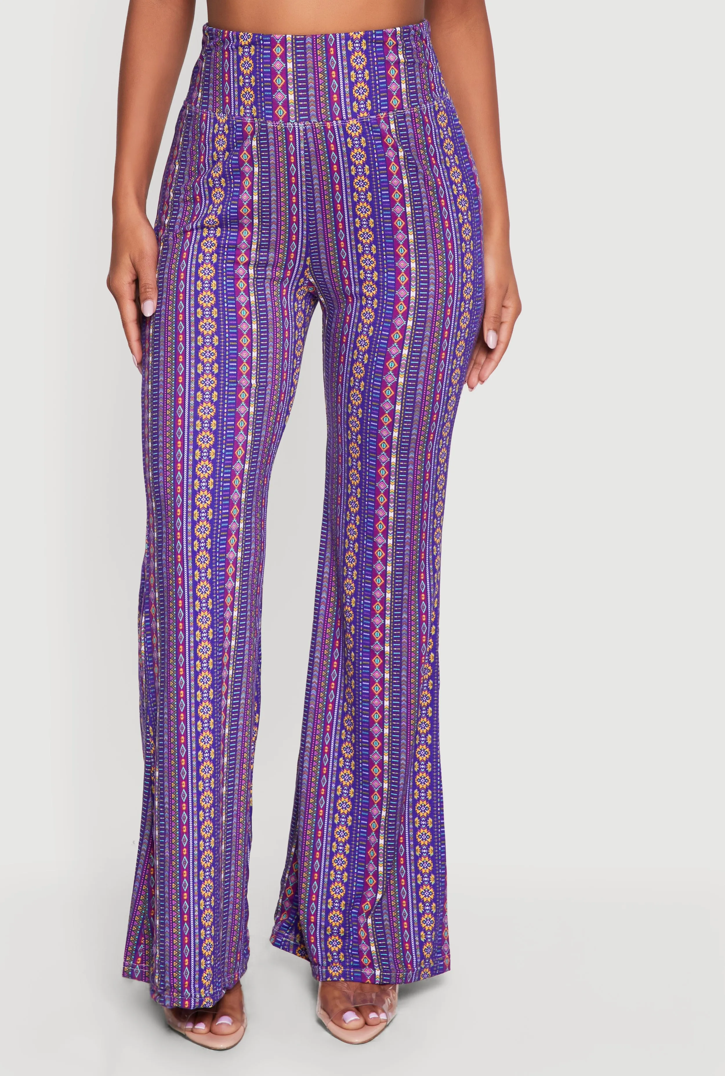 Geometric Print High Waisted Pull On Flare Pants sold by Rainbow product image thumbnail 3