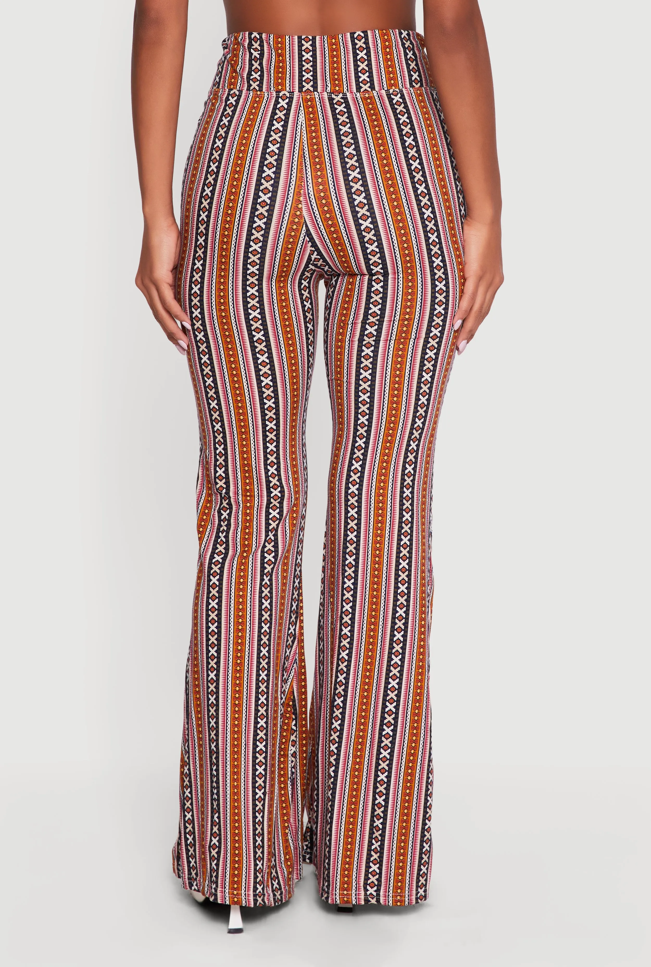 Geometric Print High Waisted Pull On Flare Pants sold by Rainbow product image thumbnail 5