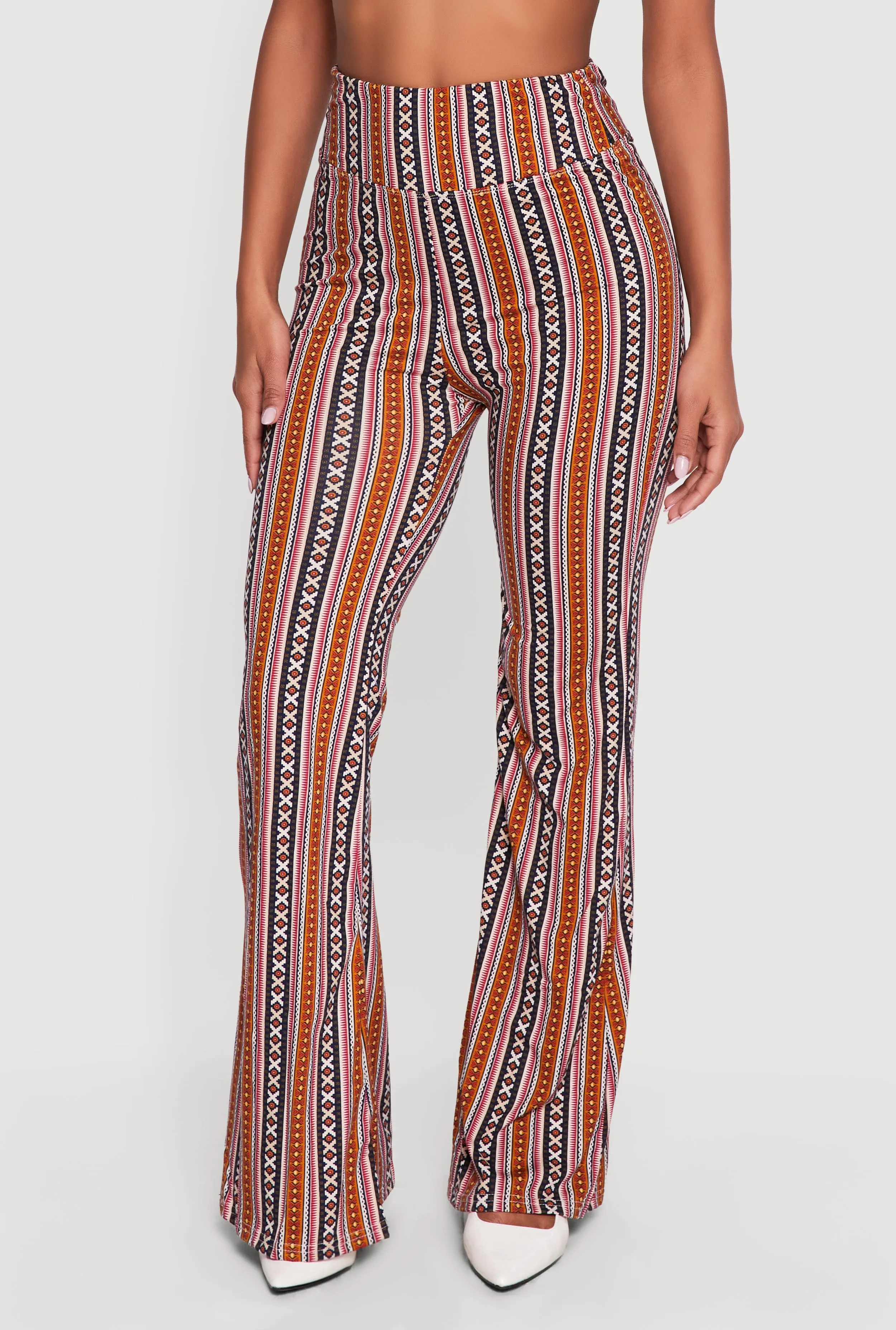 Geometric Print High Waisted Pull On Flare Pants sold by Rainbow product image thumbnail 3