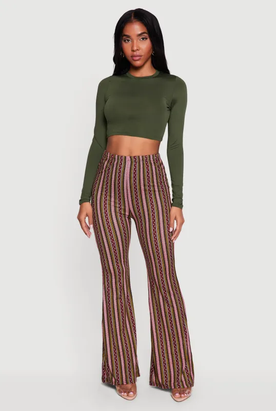 High Waisted Printed Pattern Flared Leggings made by Rainbow