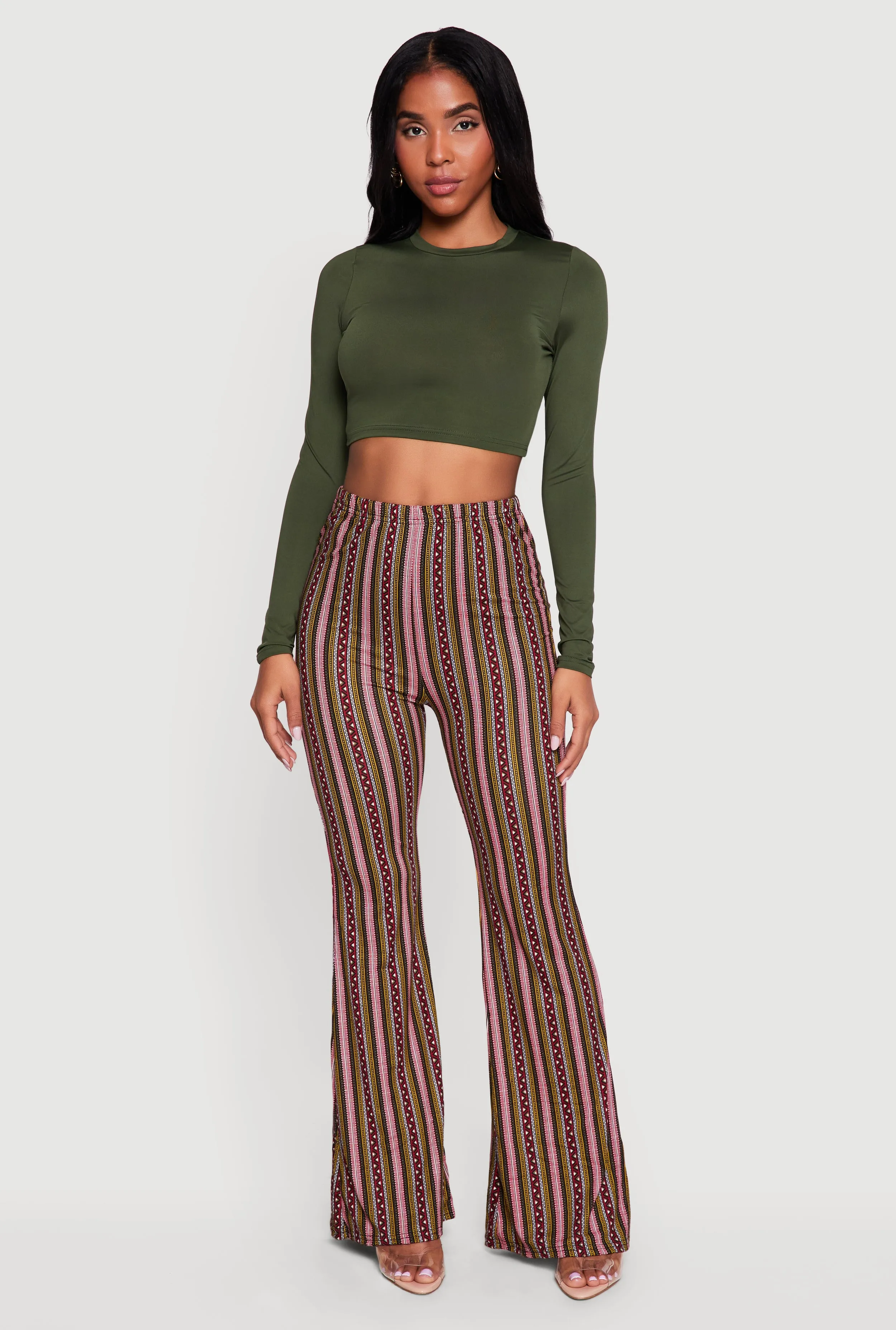 High Waisted Printed Pattern Flared Leggings sold by Rainbow