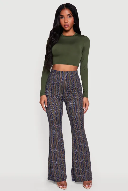 High Waisted Printed Pattern Flared Leggings made by Rainbow