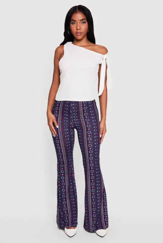 High Waisted Printed Pattern Flared Leggings made by Rainbow