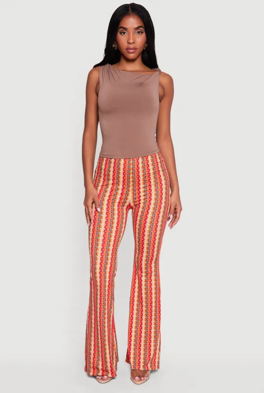 High Waisted Printed Pattern Flared Leggings made by Rainbow