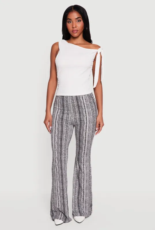 High Waisted Printed Pattern Flared Leggings made by Rainbow